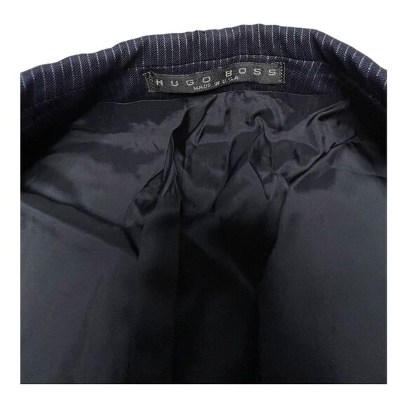 BOSS Hugo Boss Blue Pin Striped Wool Super 100 Jacket Sport Coat Blazer Size 40R - Picture 4 of 4
